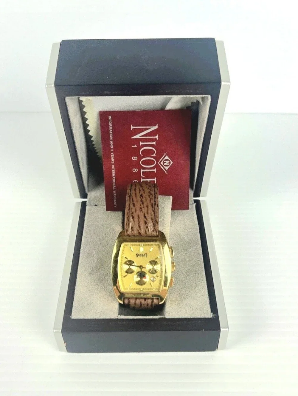 Nicolet 1886 Automatic Master Calendar Chronograph — 38mm Rose Gold Tonneau, Swi